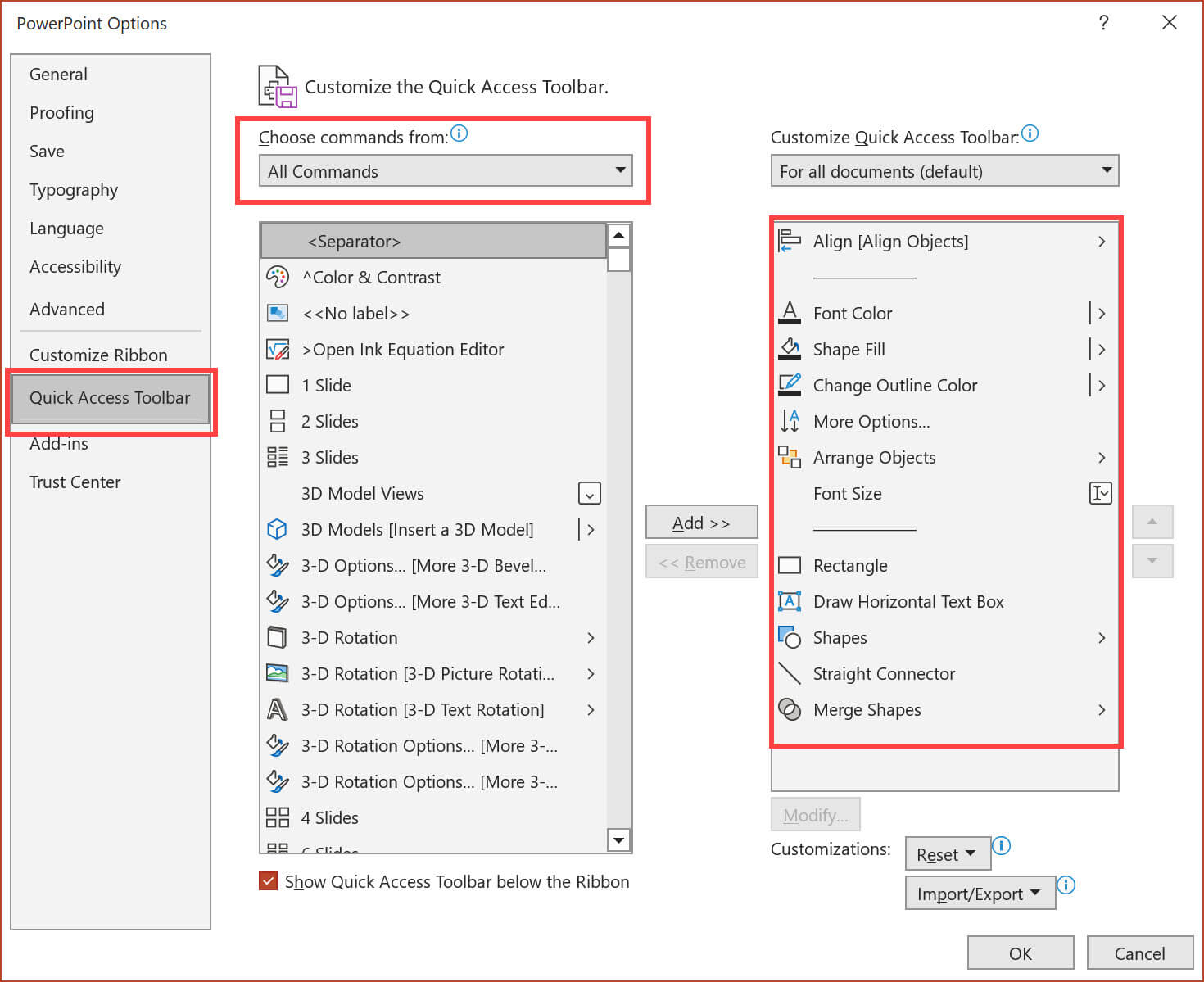 Quick Access Toolbar (QAT) in PowerPoint