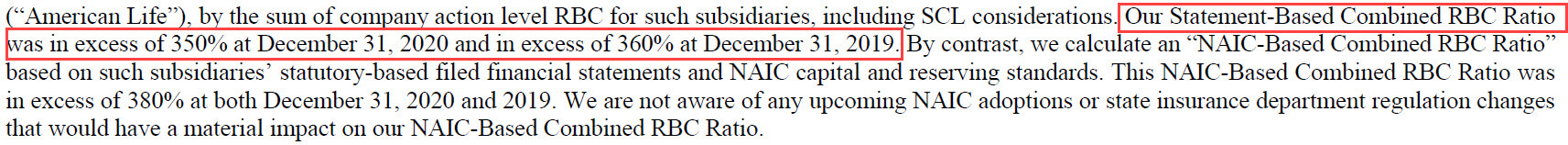 Insurance - RBC Ratio for MetLife Financial Institutions Group - Insurance - RBC Ratio for MetLife