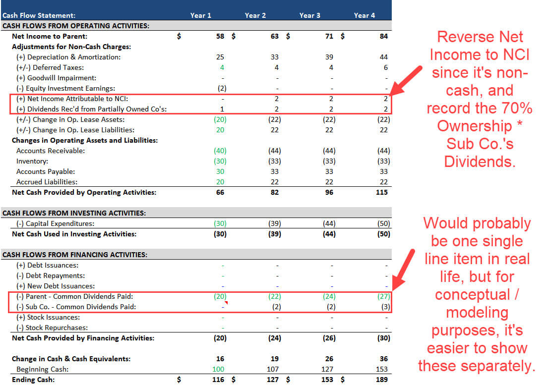 Noncontrolling Interests - Cash Flow Statement Projections