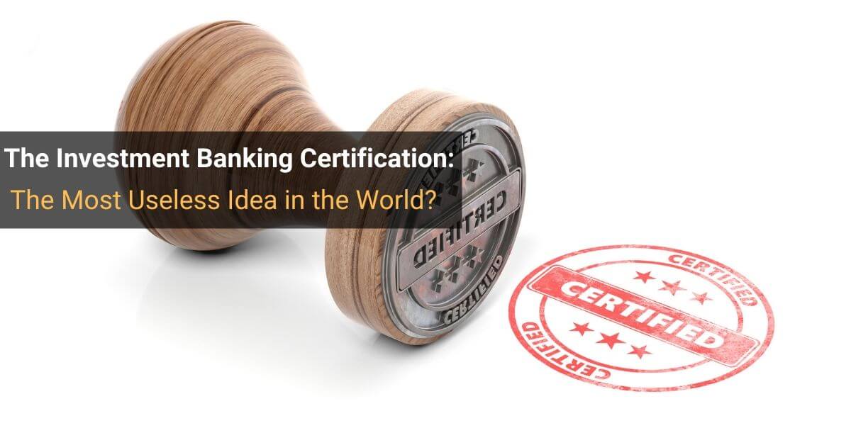 Investment Banking Certification Investment Banking Certification